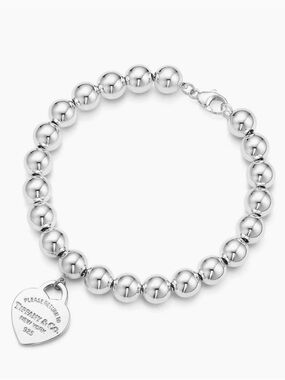 Tiffany & Co. Heart Tag Bead Bracelet in Silver